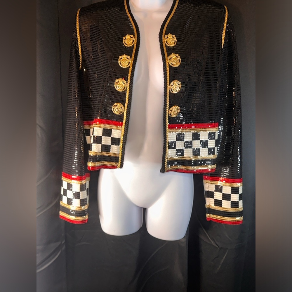 Beautiful St. John Collection  Military Sequin Embellished Evening Jacket Sz 6